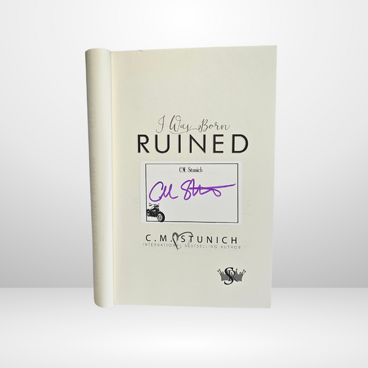 White Motorcycle Bookplate Signed by C.M. Stunich